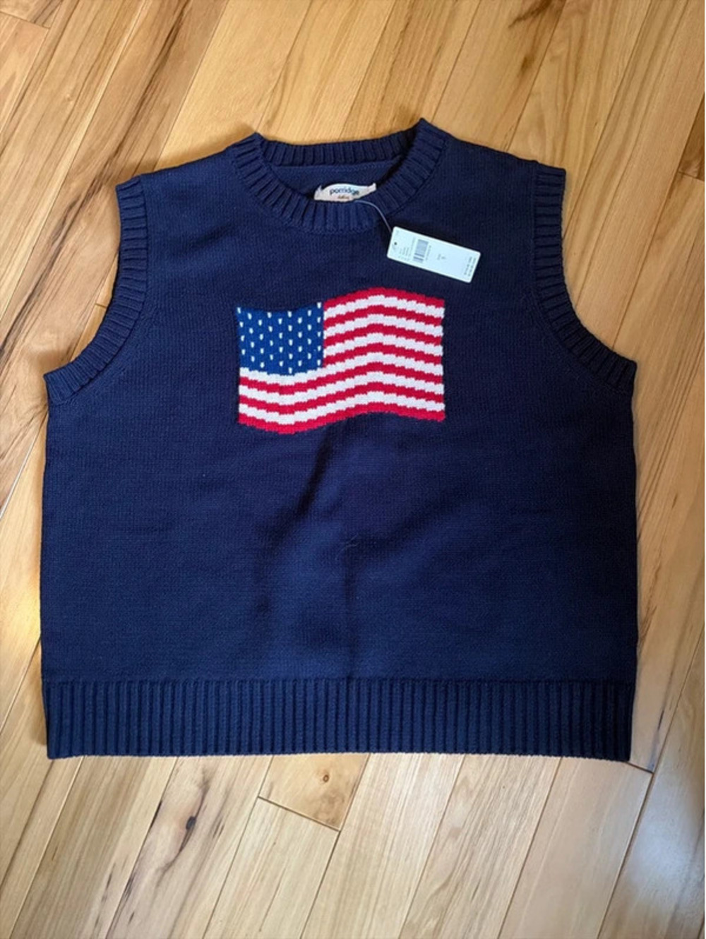 nwt USA Flag Sweater Vest Anthropologie porridge clothing small